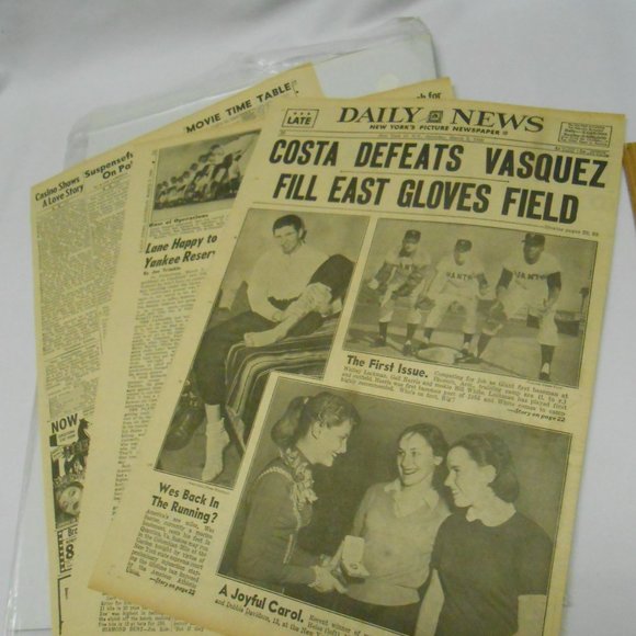 Rare New York's picture Newspaper Saturday March 3, 1956 Costa Defeats Vasquez - Picture 4 of 9